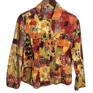 Chico's Southwest Aztec Long Sleeve Cotton Corduroy Shirt Women's Size Small